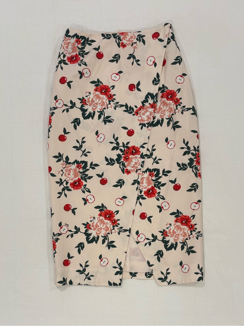 Vivetta Cream Skirt with Red Floral Print